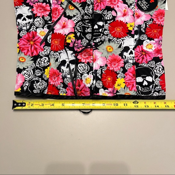 HELL BUNNY Skull & Daisy Floral Corset Top - Picture 10 of 11